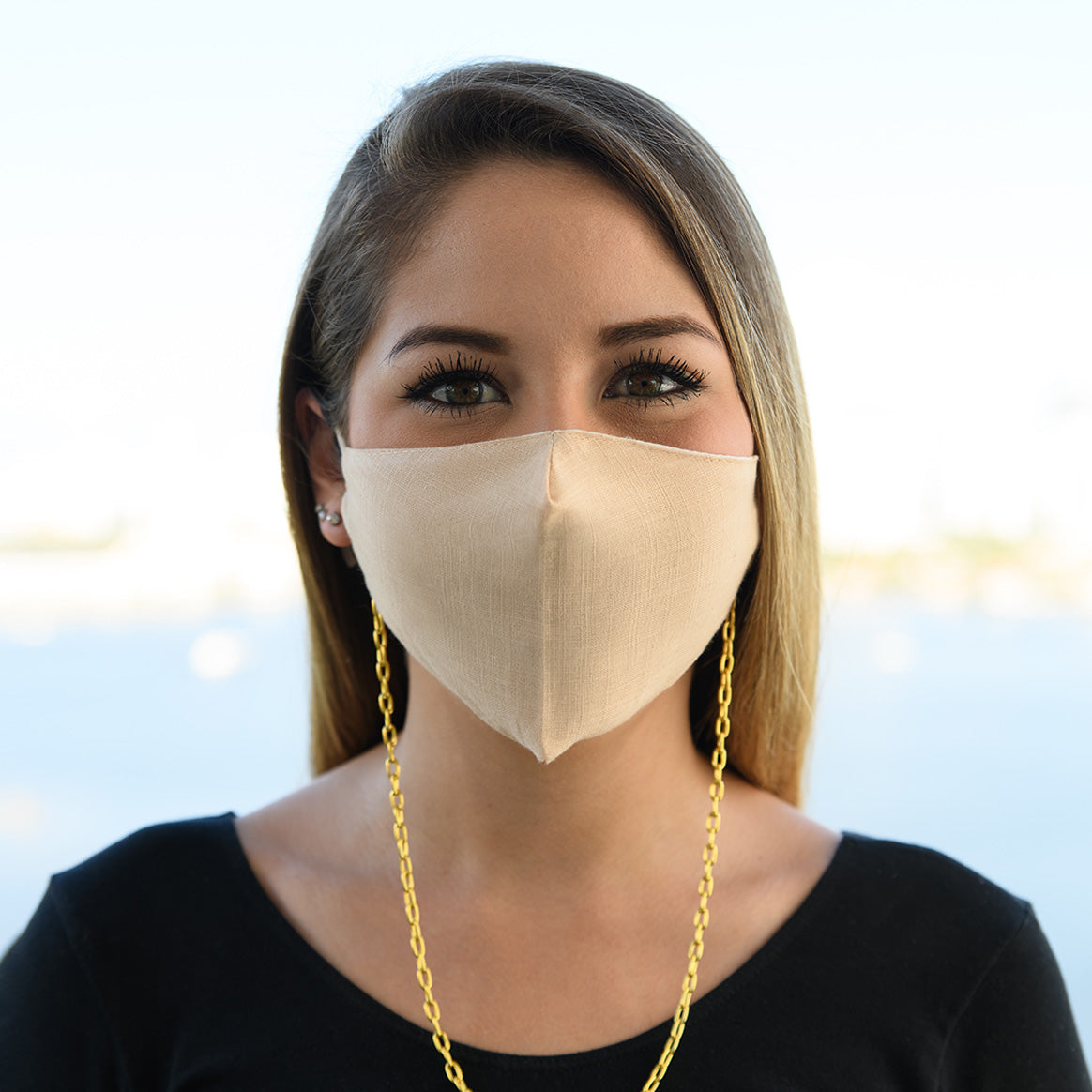 Nude Linen Mask With Chain Dan Adora