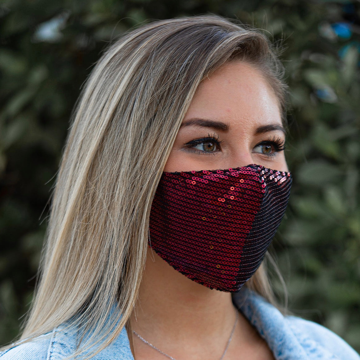 Burgundy Sequin Mask