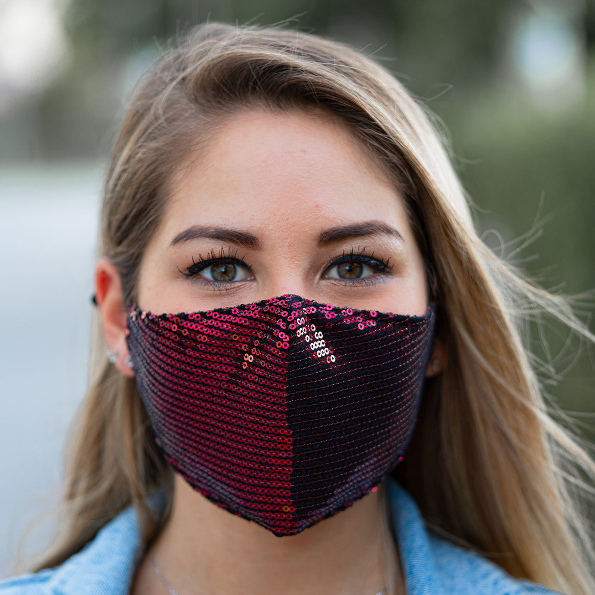 Burgundy Sequin Mask