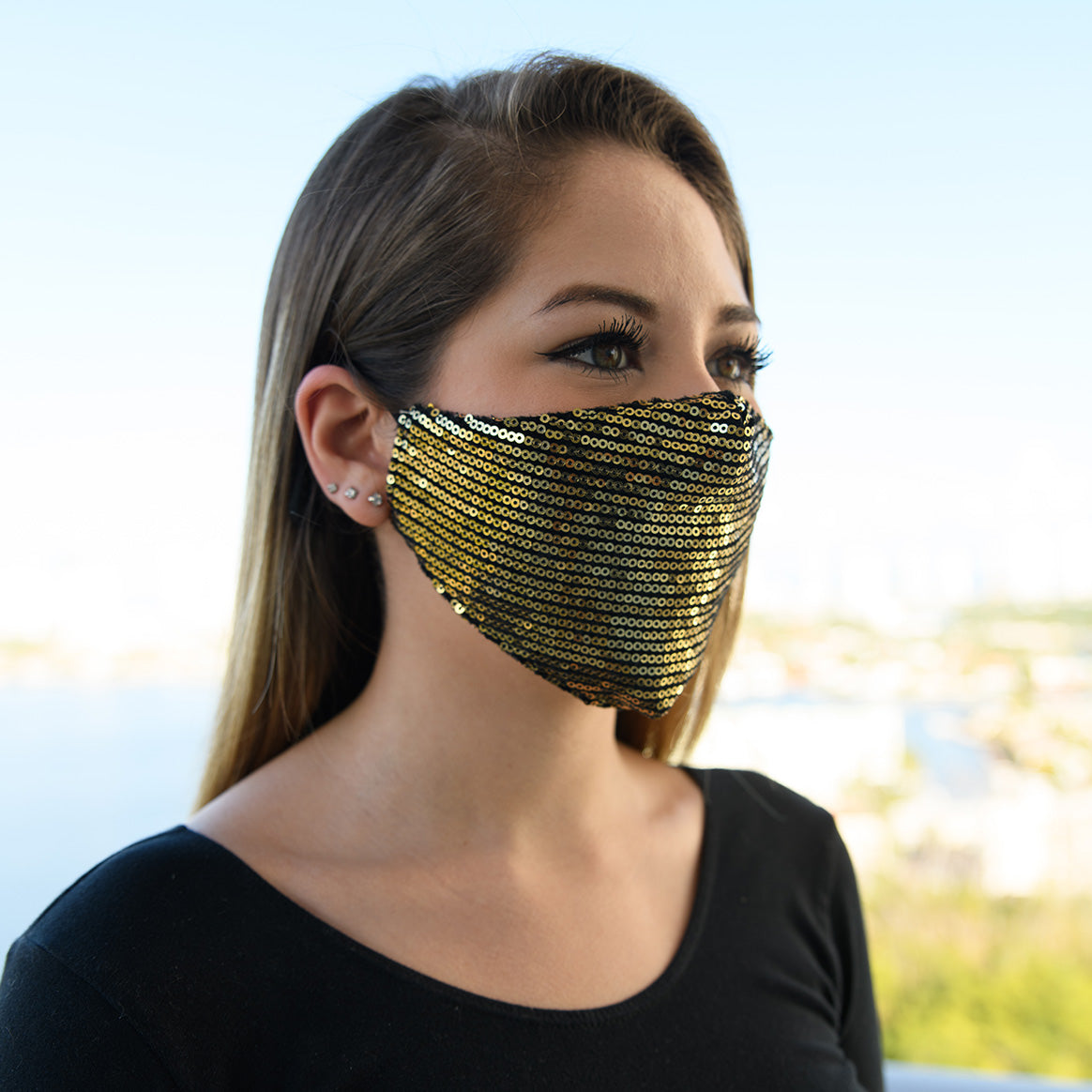 Gold Sequin Mask